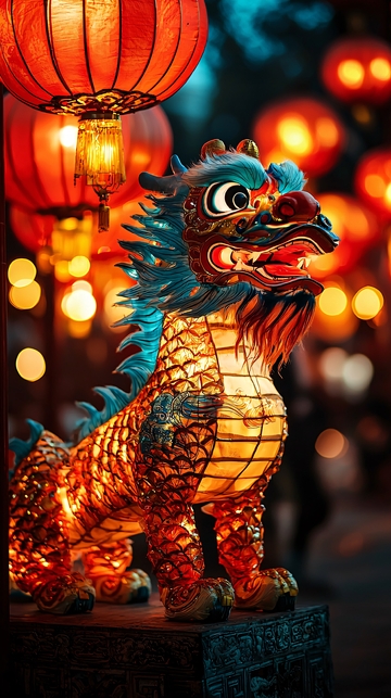 灯笼下的中国龙