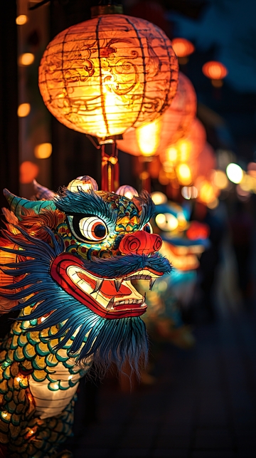 中国龙灯笼夜景