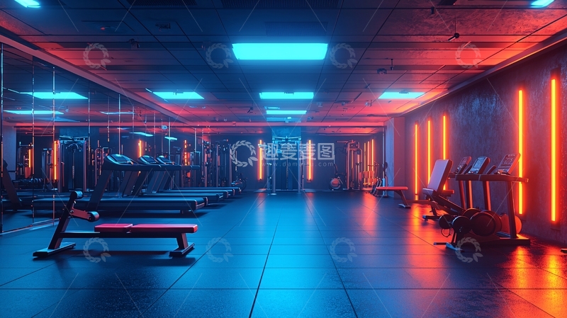 高清大图下载【趣麦麦图】炫酷霓虹灯健身房
