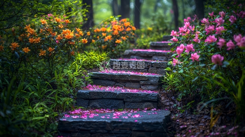 高清大图下载【趣麦麦图】花园石阶