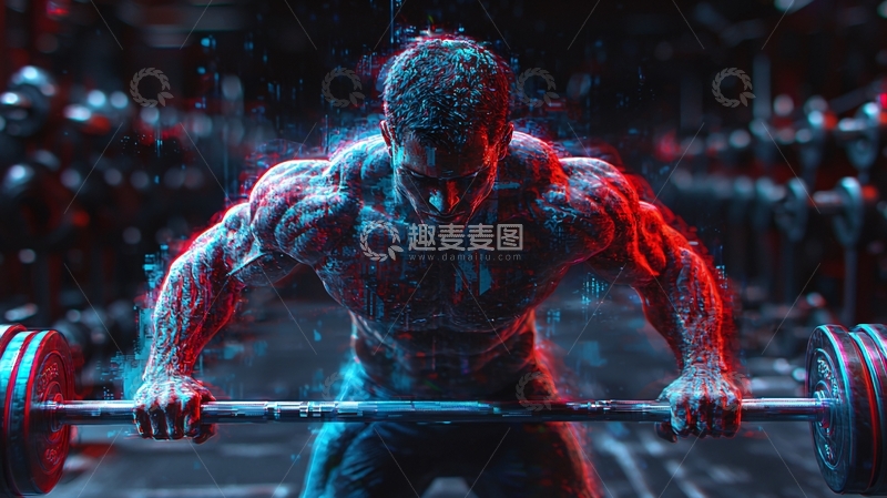 高清大图下载【趣麦麦图】强壮肌肉男举重