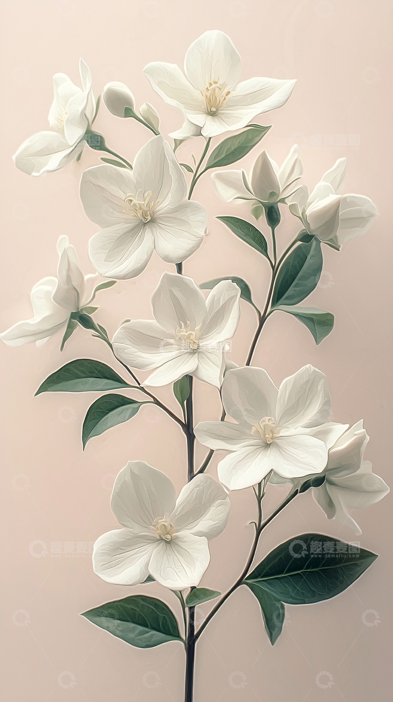 高清大图下载【趣麦麦图】素雅白色花卉枝条