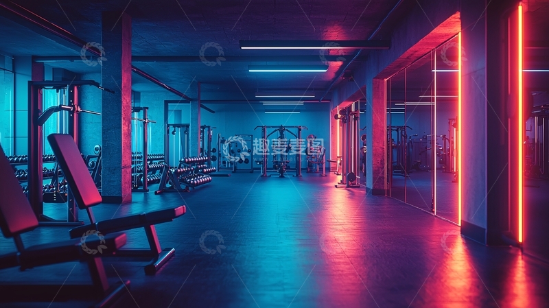高清大图下载【趣麦麦图】炫酷霓虹灯健身房