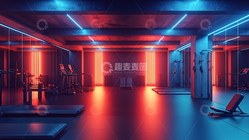 高清大图下载【趣麦麦图】霓虹灯健身房