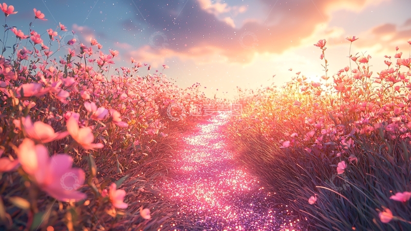 高清大图下载【趣麦麦图】粉色花海