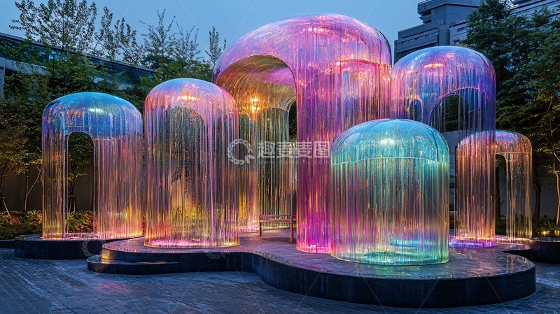 高清大图下载【趣麦麦图】梦幻彩色灯光雕塑