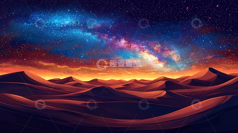 高清大图下载【趣麦麦图】沙漠星空