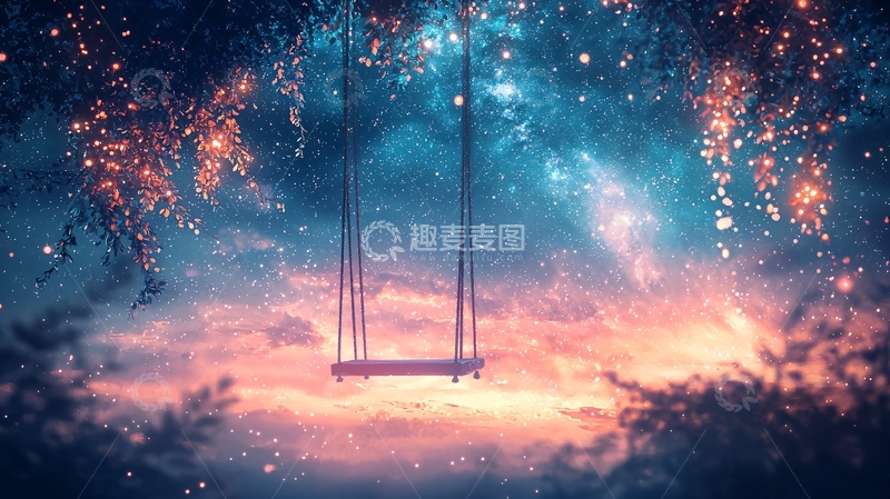 高清大图下载【趣麦麦图】星空秋千