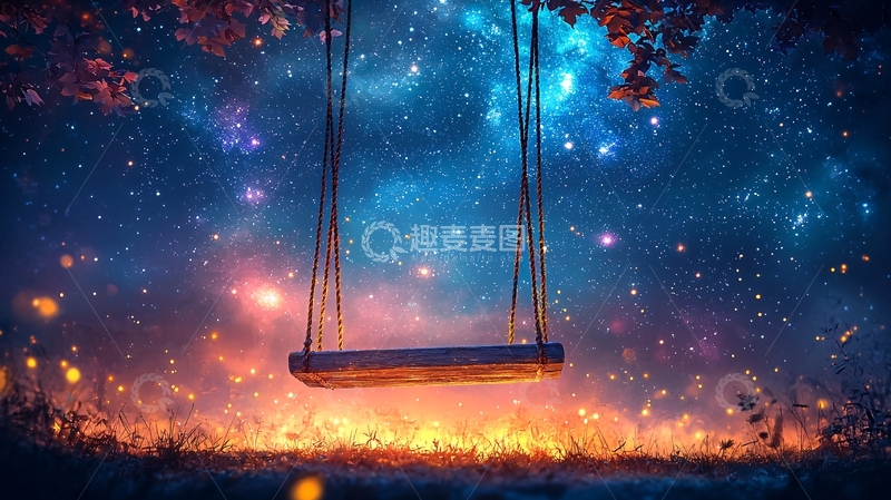 高清大图下载【趣麦麦图】星空秋千