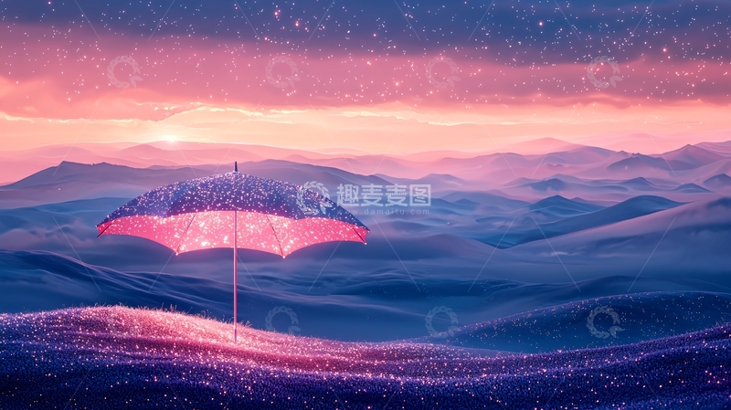 高清大图下载【趣麦麦图】光影伞下的梦幻山峦