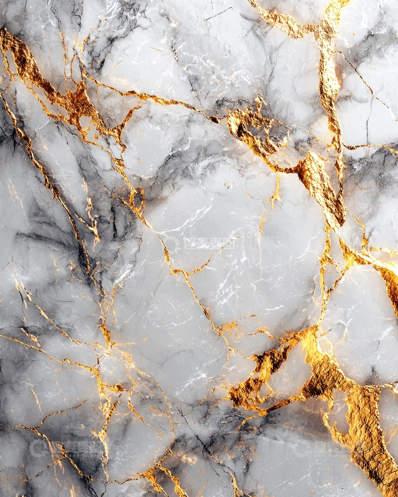 高清大图下载【趣麦麦图】白色大理石金色纹理背景