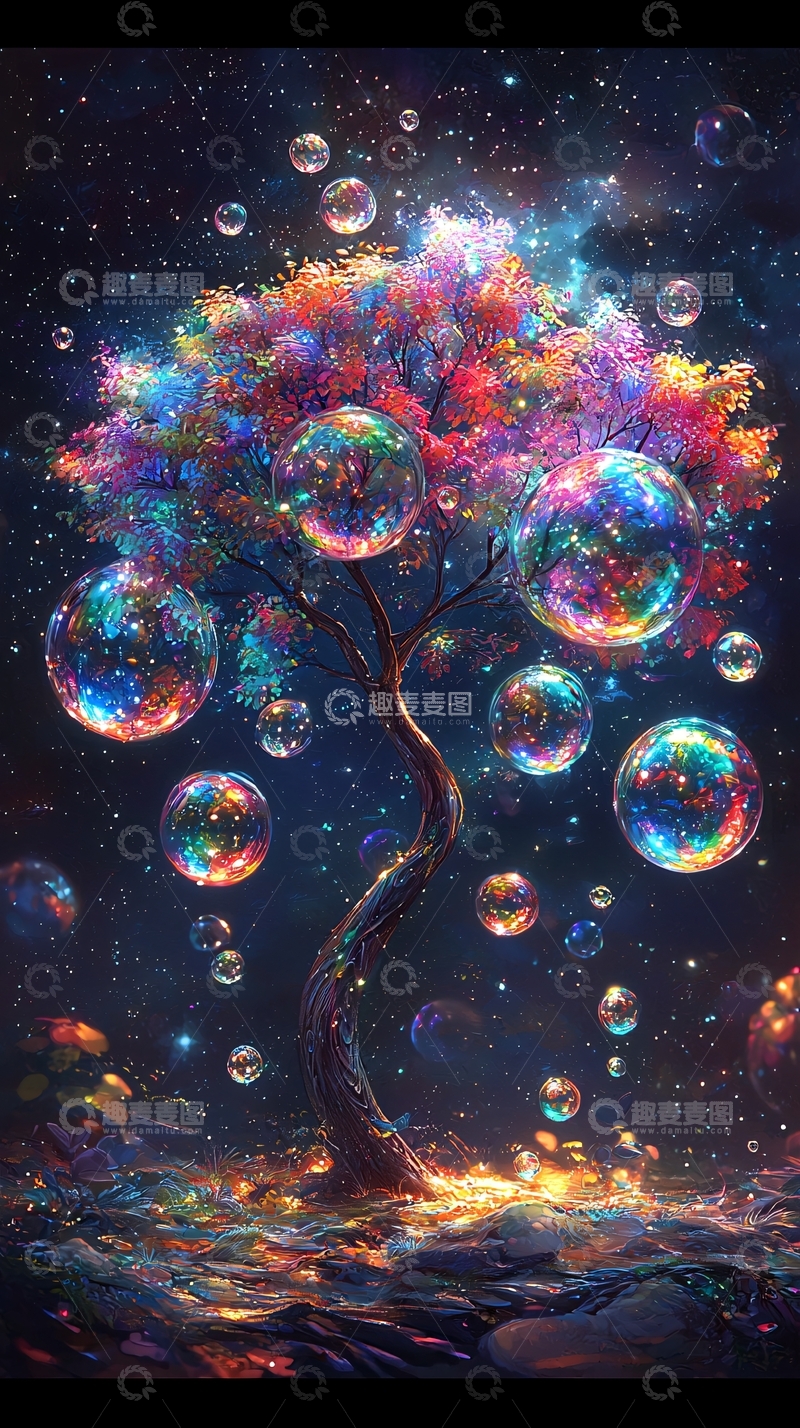 高清大图下载【趣麦麦图】梦幻泡泡树