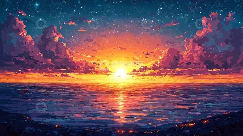高清大图下载【趣麦麦图】日落海景