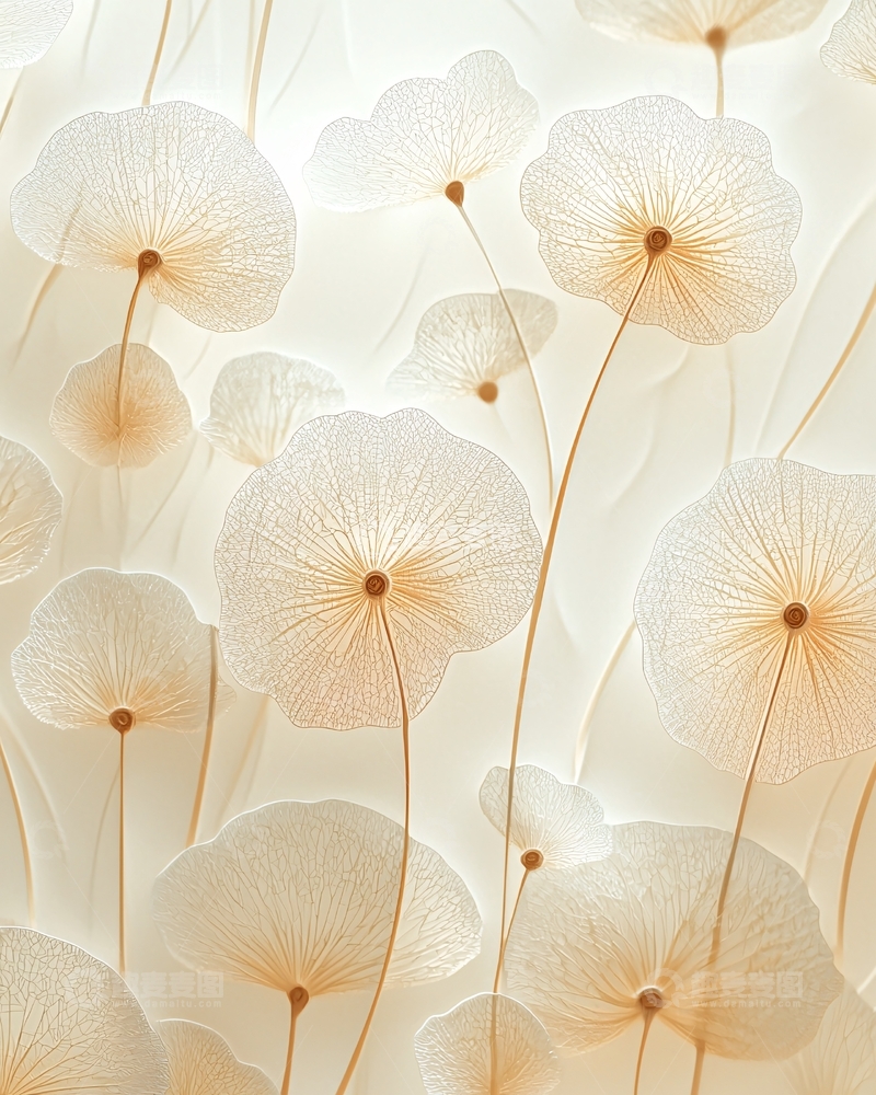 高清大图下载【趣麦麦图】轻盈透亮的抽象花朵