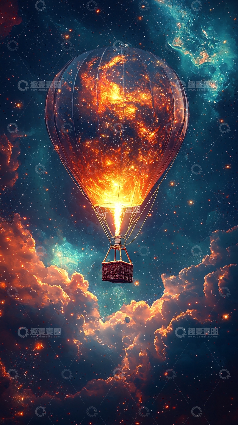 高清大图下载【趣麦麦图】宇宙热气球