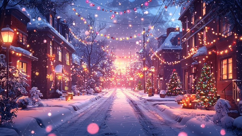 高清大图下载【趣麦麦图】梦幻雪夜圣诞小镇