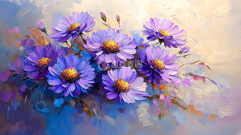 高清大图下载【趣麦麦图】紫色花束油画