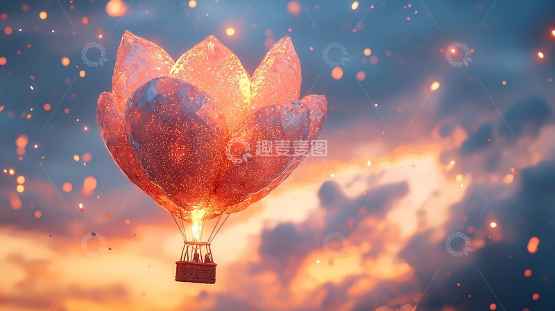 高清大图下载【趣麦麦图】梦幻莲花热气球