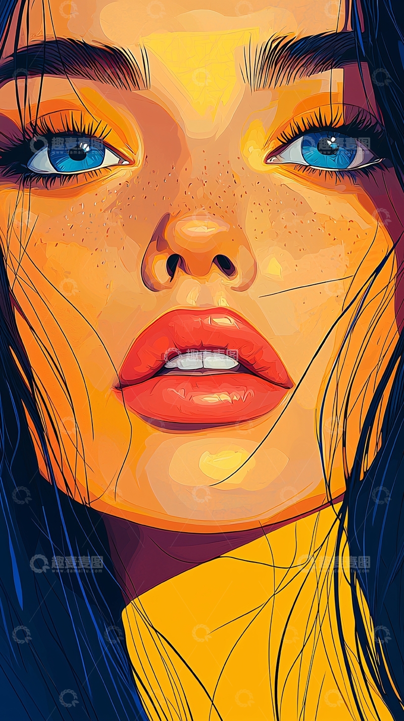 高清大图下载【趣麦麦图】蓝眼睛女孩