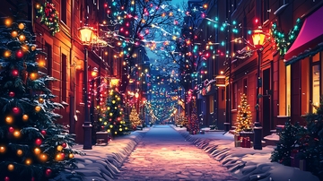 圣诞节夜晚街道