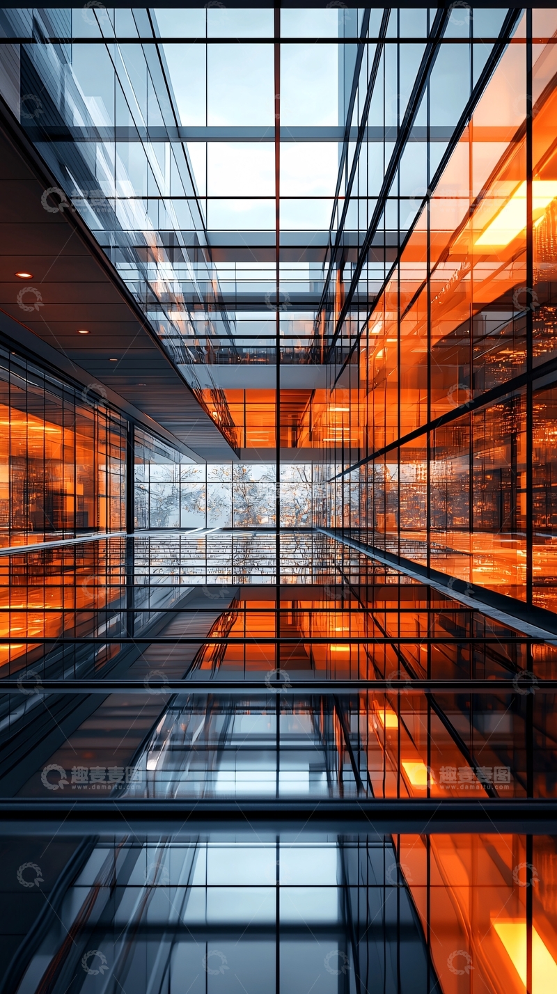 高清大图下载【趣麦麦图】玻璃幕墙建筑内部