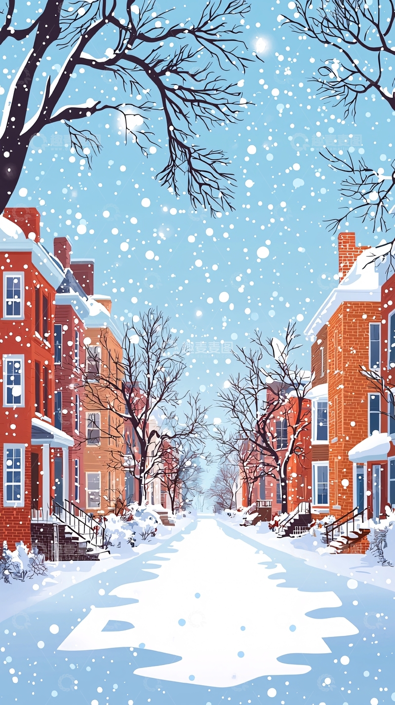 高清大图下载【趣麦麦图】下雪的街道