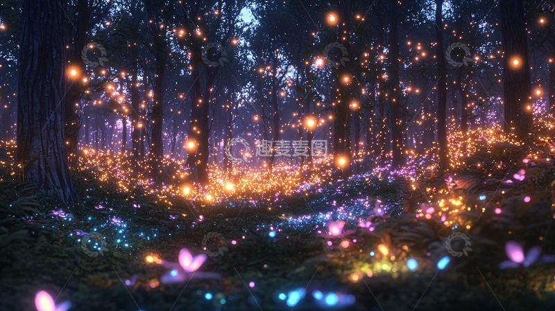 高清大图下载【趣麦麦图】梦幻萤火森林