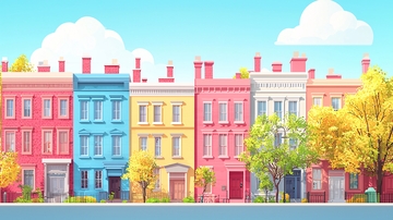 彩色卡通房屋街景