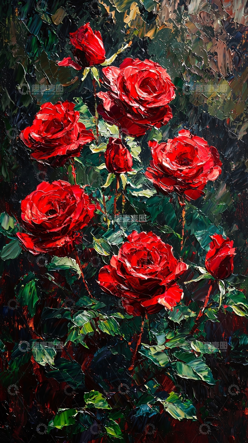 高清大图下载【趣麦麦图】红玫瑰油画