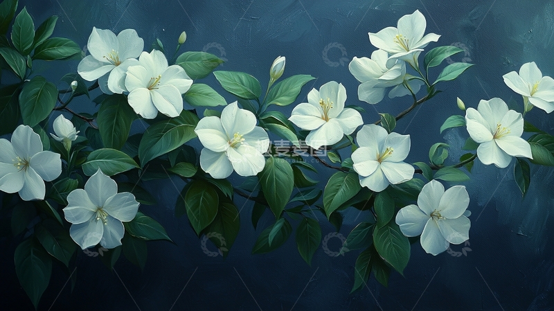 高清大图下载【趣麦麦图】夜色中盛开的白色花朵