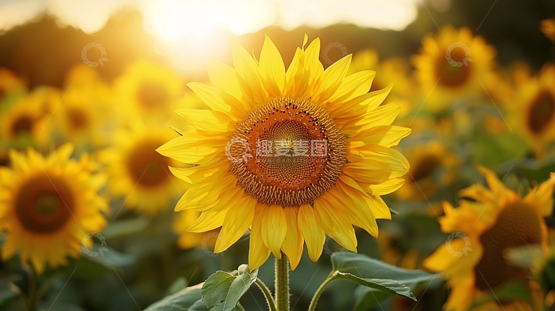 高清大图下载【趣麦麦图】向日葵田野日落阳光