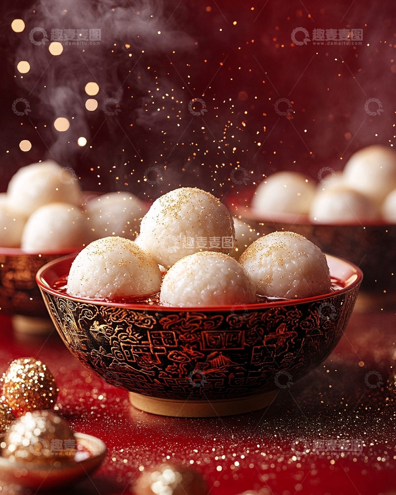 高清大图下载【趣麦麦图】热气腾腾的汤圆