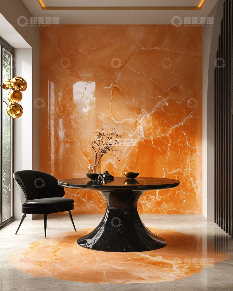 高清大图下载【趣麦麦图】橘色大理石纹理墙面