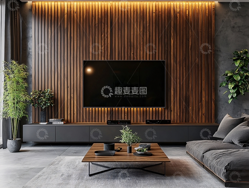 高清大图下载【趣麦麦图】现代简约客厅电视背景墙