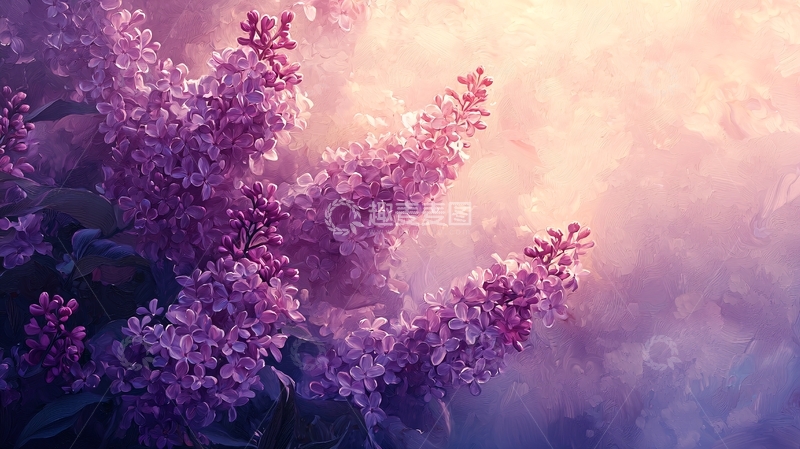 高清大图下载【趣麦麦图】梦幻紫色丁香花