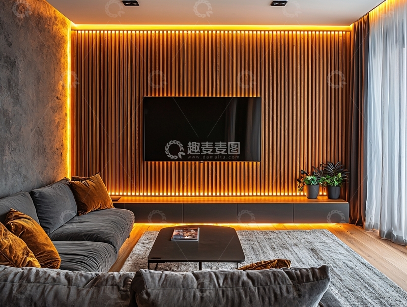 高清大图下载【趣麦麦图】现代简约客厅电视背景墙