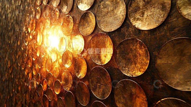 高清大图下载【趣麦麦图】金色圆形金属背景