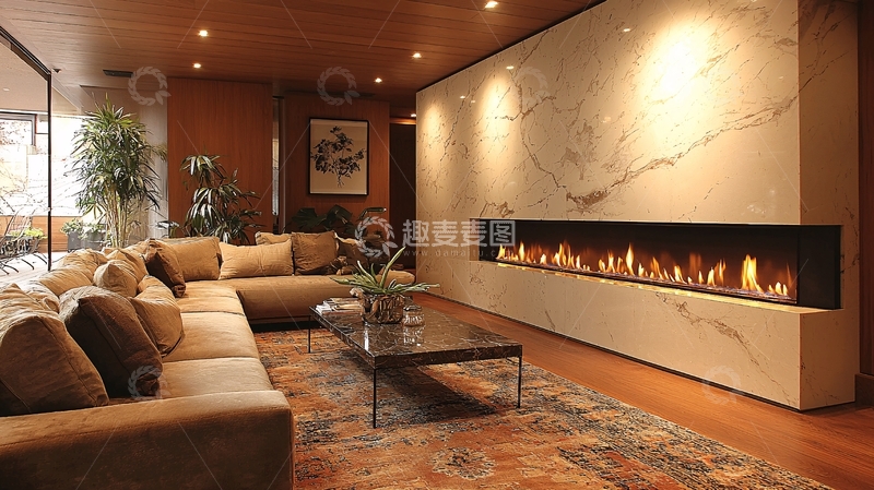 高清大图下载【趣麦麦图】现代简约客厅壁炉设计