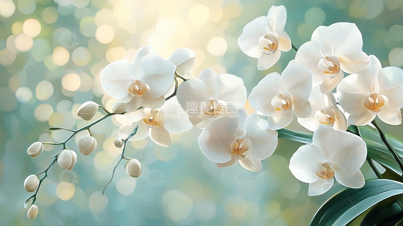 高清大图下载【趣麦麦图】阳光下的白色蝴蝶兰