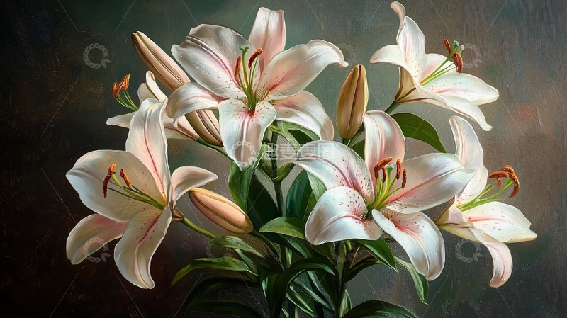 高清大图下载【趣麦麦图】精美白百合花束