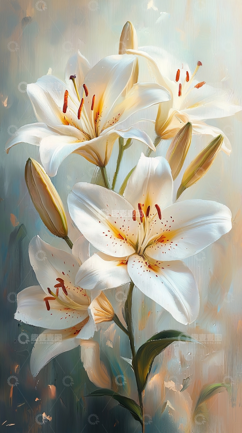 高清大图下载【趣麦麦图】唯美白百合花束高清图