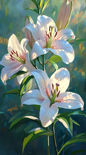 阳光下的白色百合花