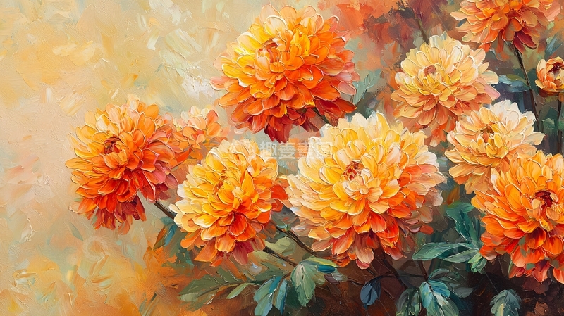 高清大图下载【趣麦麦图】油画菊花静物写生