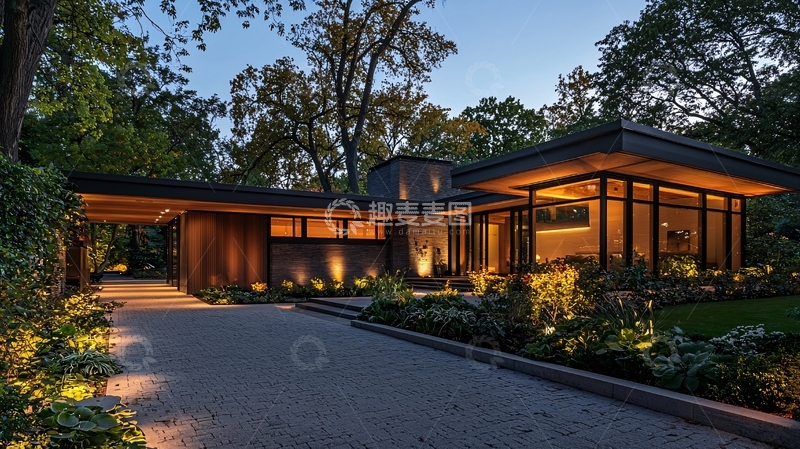 高清大图下载【趣麦麦图】现代风格别墅夜景