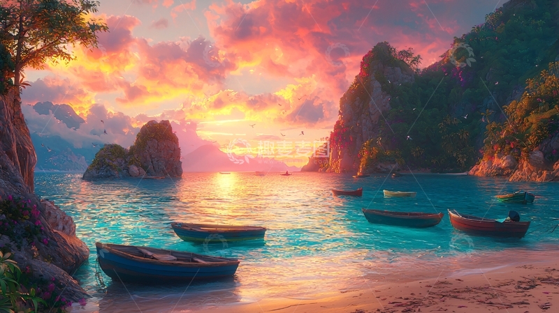 高清大图下载【趣麦麦图】海边日落唯美风景图