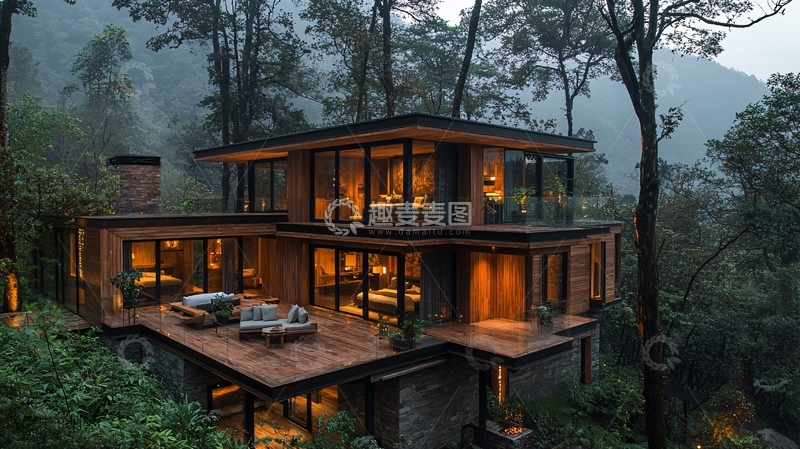 高清大图下载【趣麦麦图】森林木屋12