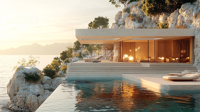 高清大图下载【趣麦麦图】海边现代简约别墅