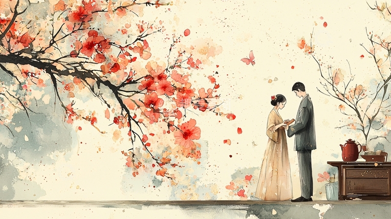 高清大图下载【趣麦麦图】水墨画情侣