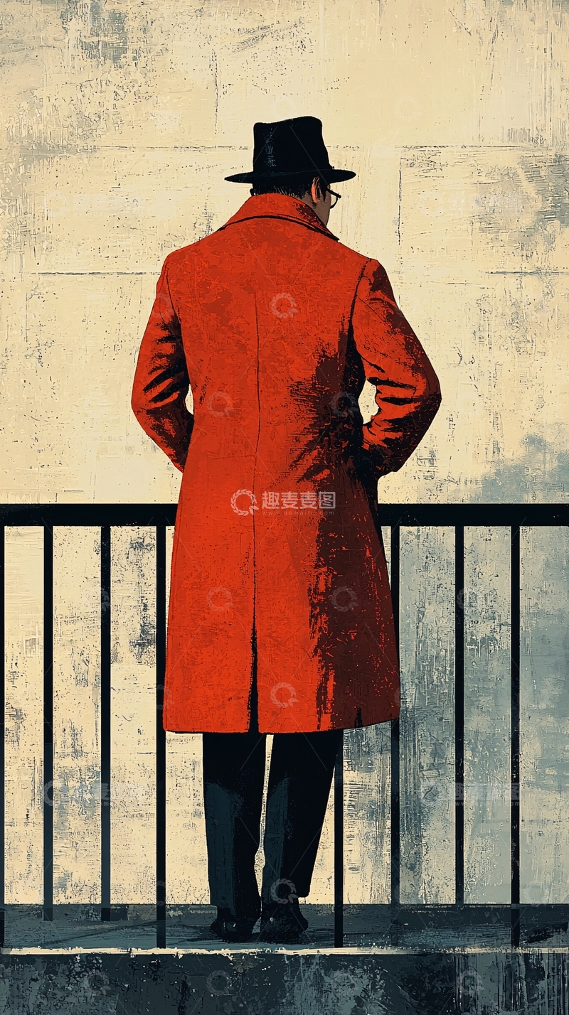 高清大图下载【趣麦麦图】红外套男人背影