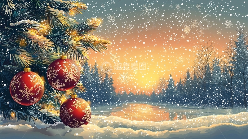 高清大图下载【趣麦麦图】圣诞节雪景